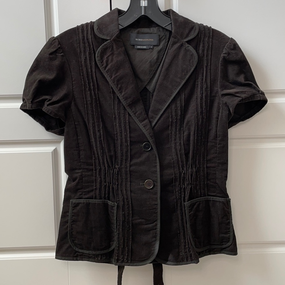 BCBG brown corduroy short sleeve jacket